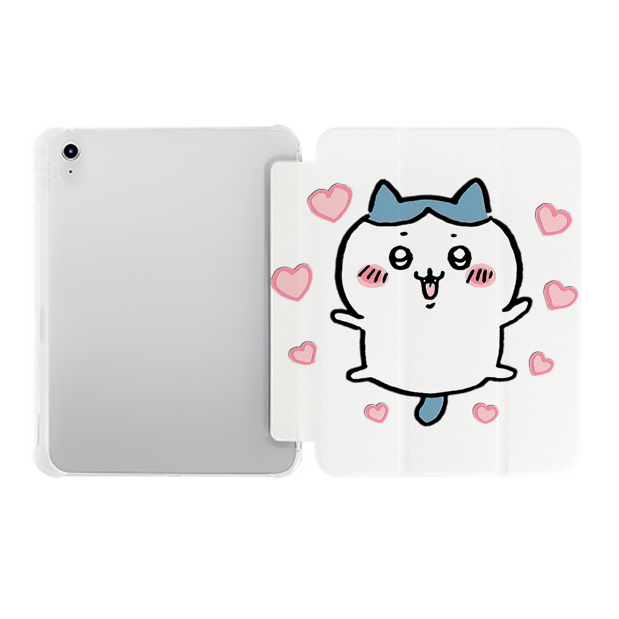 （画像用） ちいかわ ハチワレ Chii-kawa hachiware IPad ケース ペン収納付き 三つ折りスタンド PUレザー×シリコン 対応機種9.5/10.5/10.9インチ